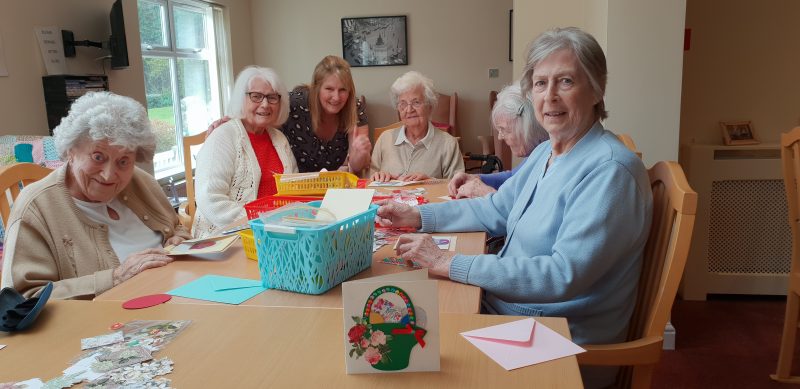 Residents making Easter Cards